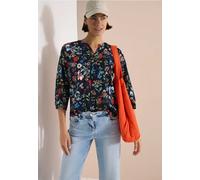 Cecil Femme Blouse imprimée à col fendu et manches 3/4 in Bleu, Gr: L