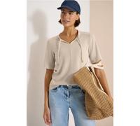 Cecil Femme Blouse manches courtes à col fendu et rubans in Beige, Gr: S
