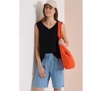 Cecil Femme Blouse sans manches col V en mousseline in Noir, Gr: XL