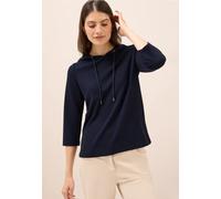 Cecil Femme Hoodie shirt en structure côtelée in Bleu, Gr: S
