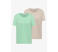 Cecil Femme Lot de 2 T-shirts simples à col rond in Multicolore|Beige|Vert, Gr: XS