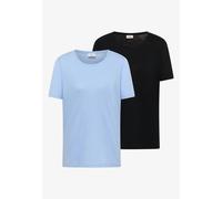 Cecil Femme Lot de 2 T-shirts simples à col rond in Multicolore|Bleu, Gr: M