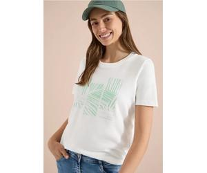 Cecil Femme T-shirt à col rond avec imprimé in Blanc, Gr: M
