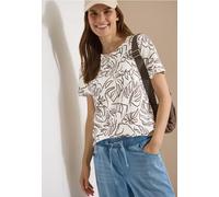 Cecil Femme T-shirt à col rond et imprimé de feuilles in Blanc, Gr: M
