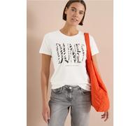Cecil Femme T-shirt à col rond et imprimé sur le devant in Blanc, Gr: XS