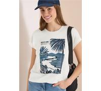 Cecil Femme T-shirt à col rond et imprimé sur le devant in Blanc, Gr: XXL