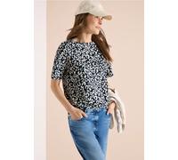 Cecil Femme T-shirt avec boatneck et imprimé léopard in Bleu, Gr: L