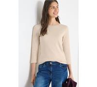 Cecil Femme T-shirt basique en couleur unie in Beige, Gr: M