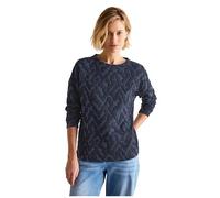 Cecil Femme T-Shirt Jacquard Structuré In Bleu, Gr: Xl