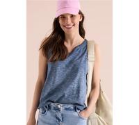 Cecil Femme Top en jersey au look garment dye in Bleu, Gr: M