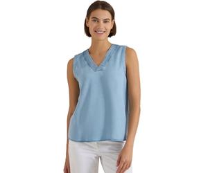 Cecil Haut Chemisier Aspect Denim avec col en V Bleu Clair délavé XL