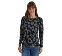 Cecil Pull à col Rond et Motif Lion Urbain Bleu foncé XS