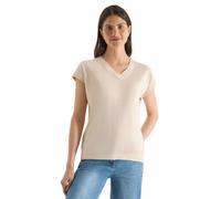 Cecil T-Shirt à col en V de Couleur Unie Pearl Beige L