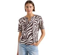 Cecil T-Shirt à col Fendu avec imprimé Marron Cacao XS
