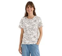Cecil T-Shirt à col Rond et imprimé Feuilles d'albâtre Clair Blanc M