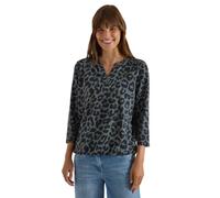 Cecil T-Shirt à Manches 3/4 avec col Fendu et Motif léon, Vert Olive séché, Taille M