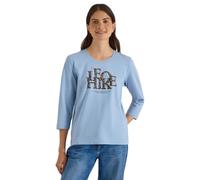 Cecil T-Shirt à Manches 3/4 avec Inscription au Look Lion Easy Blue XS