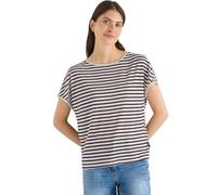 Cecil T-Shirt à Rayures Aspect Lin - Bordeaux - Taille L
