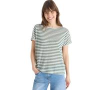 Cecil T-Shirt à Rayures Aspect Lin Just Kaki L