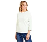 Cecil T-Shirt Basique à col Bateau en Coton pour Femme - Col Bateau, Vanilla White, XL