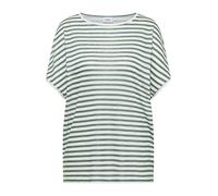 Cecil T-Shirt à Rayures Aspect Lin Just Kaki S