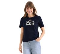 Cecil T-Shirt Universel avec imprimé Wording Blue XL