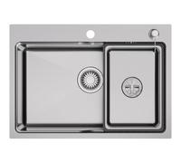 CECIPA 68x48 cm Évier Cuisine 1 Bac en Acier Inoxydable, Protection Insonorisante EVA, Évier de Cuisine Avec Siphon et Système d'évacuation pour Armoires 70 cm ou plus