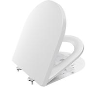 CECIPA Abattant WC avec Frein de Chute Forme D, Couvercle WC Blanc, Lunette WC, Siège Toilette Famille, Lunette WC avec Fermeture Douce, Abattant WC Déclipsable, Siège WC Facile à Nettoyer- Série DERW