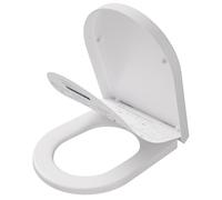 CECIPA Abattant WC avec Frein de Chute, Forme D, Cuvette Toilette en Duroplast Inclut Gabarit d'Installation, Antibactérienne, Couleur Inaltérable, Très Résistante, Blanc
