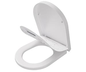 CECIPA Abattant WC avec Frein de Chute, Forme D, Cuvette Toilette en Duroplast Inclut Gabarit d'Installation, Antibactérienne, Couleur Inaltérable, Très Résistante, Blanc