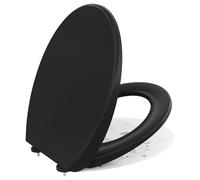 CECIPA Abattant WC avec Frein de Chute Noir, Couvercle WC Ovale, Lunette de Toilette Noir, Lunette WC avec Fermeture Douce, Siège Toilette, Abattant WC Clipsable, Lunette WC Déclipsable - Série DERW