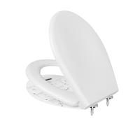 CECIPA Abattant WC avec frein de chute, siège de toilette ovale en Duroplast jusqu’à 250 kg, antibactérien avec fonction Quick-Release et Soft-Close, installation facile avec gabarit, blanc