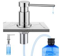 CECIPA Distributeur de Savon Cuisine Encastrable, Distributeur de Détergent pour Évier avec Bouteille de 300ML et Tuyau de Rallonge de 1,2 m, Distributeur Savon en Cuivre Remplissage du Haut, Chrome