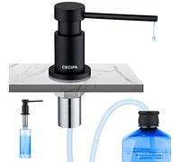 CECIPA Distributeur de Savon Cuisine Encastrable, Distributeur de Détergent pour Évier avec Bouteille de 300ML et Tuyau de Rallonge de 1,2 m, Distributeur Savon en Cuivre Remplissage du Haut, Noir