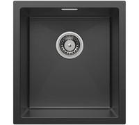 CECIPA Evier Cuisine 1 Bac 40 x 44 cm, Évier Noir Sous Plan, Évier de Cuisine pour Meubles Bas de 40 cm, Evier Inox Carré, Petit Lavabo Cuisine avec Siphon, Kit de Drainage