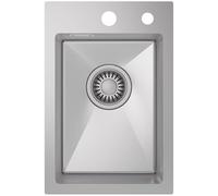 CECIPA Évier De Cuisine, 30 X 45 Cm, Avec Siphon, En Acier Inoxydable 304 Rectangulaire, Avec 2 Trous De Robinet, 1 Bac Encastrable, En Acier Inoxydable Brossé