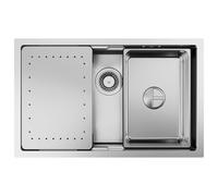 CECIPA Évier de cuisine en acier inoxydable 70 x 44 cm avec planche à découper, évier intérieur de rechange, siphon avec garniture de trop-plein, lavabo de cuisine, encastrable sans trou de robinet