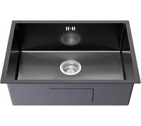 Cecipa Évier de cuisine en granit avec siphon, encastrable, carré