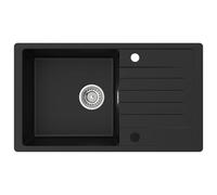 CECIPA Evier de Cuisine en Granit Noir 78 x 45 cm, Lavabo 1 bac + Kit de Vidage, Pour Meuble Bas de 60 cm