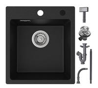 Évier de cuisine rectangulaire moderne en granit noir - 40 x 45 cm - CECIPA - Avec 2 trous pour robinet, 1 bac