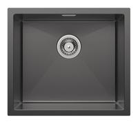 CECIPA Évier Noir Anthracite 50x44cm, Évier de Cuisine en Acier Inoxydable Angulaire, Évier de Cuisine en Acier Inoxydable Incl. Siphon, Lavabo de Cuisine à partir de 50cm de Meuble Bas, 1 Bac sans