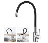 CECIPA Flexible Robinet Noir, Robinet Cuisine avec 1 Type de Jet, Robinetterie de Cuisine, Flexible Mitigeur avec Eau Chaude et Froide - SÉRIE SOFETIY