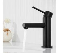 CECIPA Mitigeur Salle de Bain Noir, Robinet de Lavabo Noir avec Bec Hauteur 90MM, Mitigeur Lavabo Réglable Eau Chaude et Froide