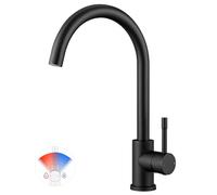 CECIPA Robinet Cuisine, Acier Inoxydable, Résistant à la rouille et aux éclatements, Mitigeur Cuisine Pivotant à 360, Arc Élevé Débit, Noir