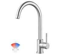 CECIPA Robinet Cuisine, Acier Inoxydable, Résistant à la rouille et aux éclatements, Mitigeur Cuisine Pivotant à 360, Arc Élevé Débit, Brossée