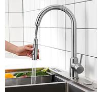 CECIPA Robinet Cuisine Douchette, Extensible Robinetterie de Cuisine avec 2 Modes de Pulvérisation, Arc Élevé Mitigeur Cuisine avec Douchette, Rotatif à 360°, Installation Facile, Brossée