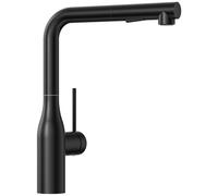 CECIPA Robinet Cuisine Noir, Forme en L Monolevier, Mitigeur Cuisine Douchette Extractible, Acier Inoxydable, Mitigeur Evier 2 Jets Rotatif à 360°