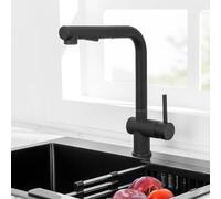 CECIPA Robinet Cuisine Noir, Mitigeur Cuisine avec douchette, Robinetterie Extensible avec Douche, Mitigeur evier Pivotant à 360 °, Robinet d'évier en Acier Inoxydable