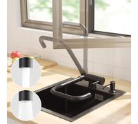 CECIPA Robinet Cuisine Rabattable avec 2 Jets, Mitigeur Cuisine Pliable Noir 180° Sous Fenêtre, Robinetterie Pliable avec Orientable 360°, Mitigeur Rabattable Noir