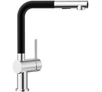 CECIPA Robinet Cuisine, Robinetterie Cuisine Extractible avec Deux Modes Jet, Mitigeur Cuisine à Levier Unique Pour Évier, Pivotant à 360°, Alliage Zinc, Noir-Chrome